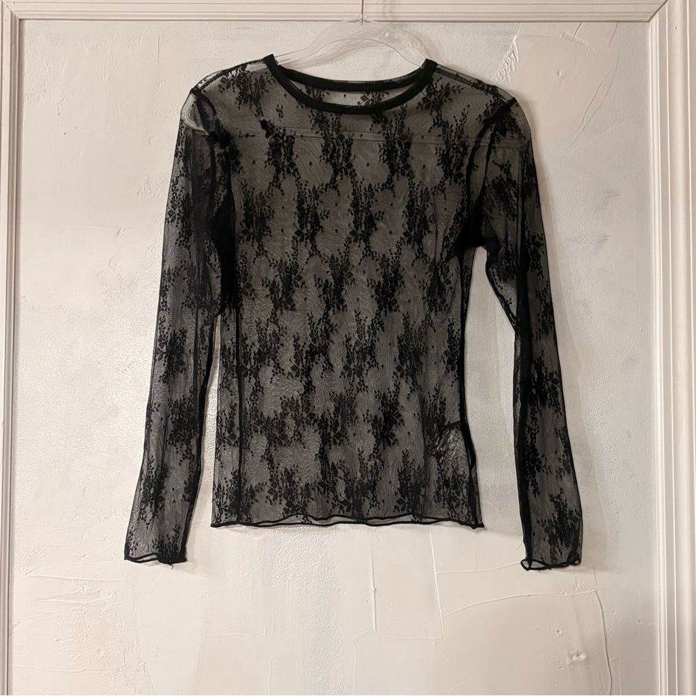 Elegant Black Lace Sheer Top